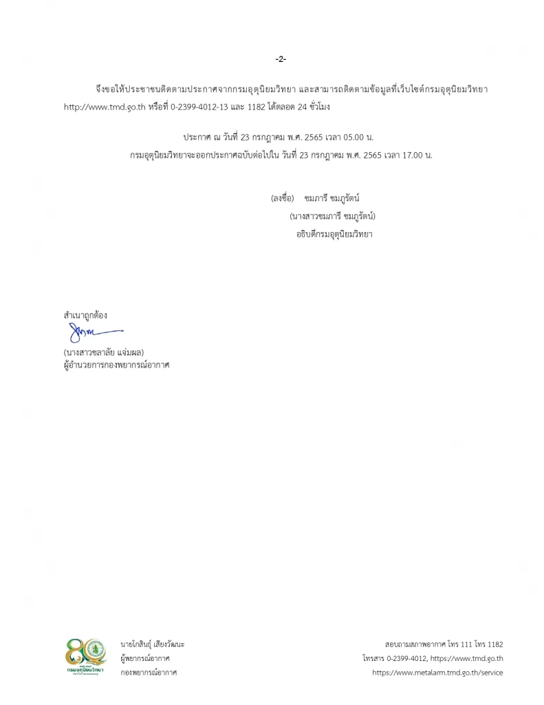 "กรมอุตุฯ" ประกาศฉบับ 9 "ฝนตกหนักถึงหนักมาก" ระวังน้ำท่วมฉับพลัน 36 จังหวัด
