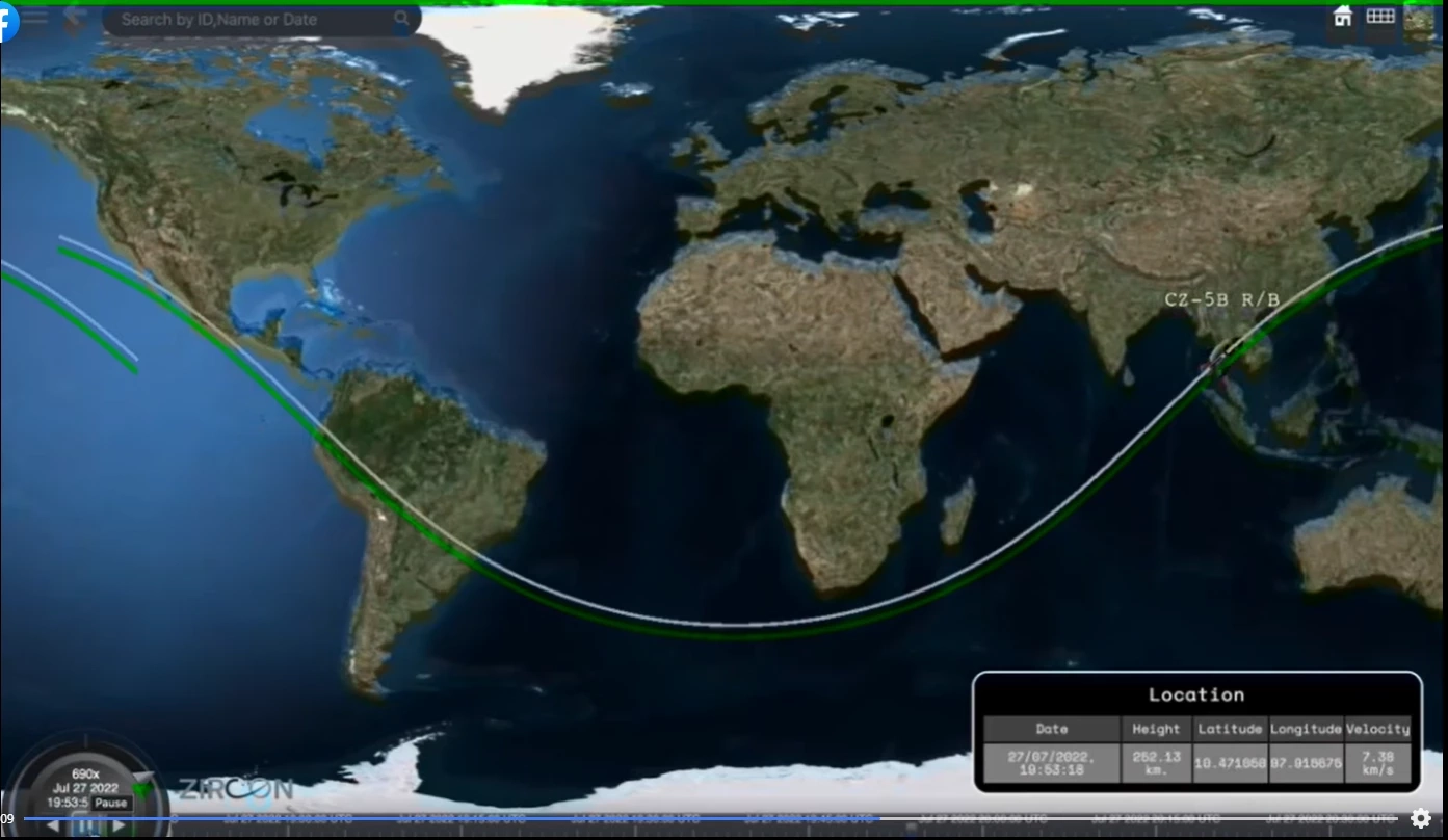 GISTDA แจ้งเตือนชิ้นส่วนจรวดลองมาร์ช 5บี ตกสู่โลก อาจกระทบไทย