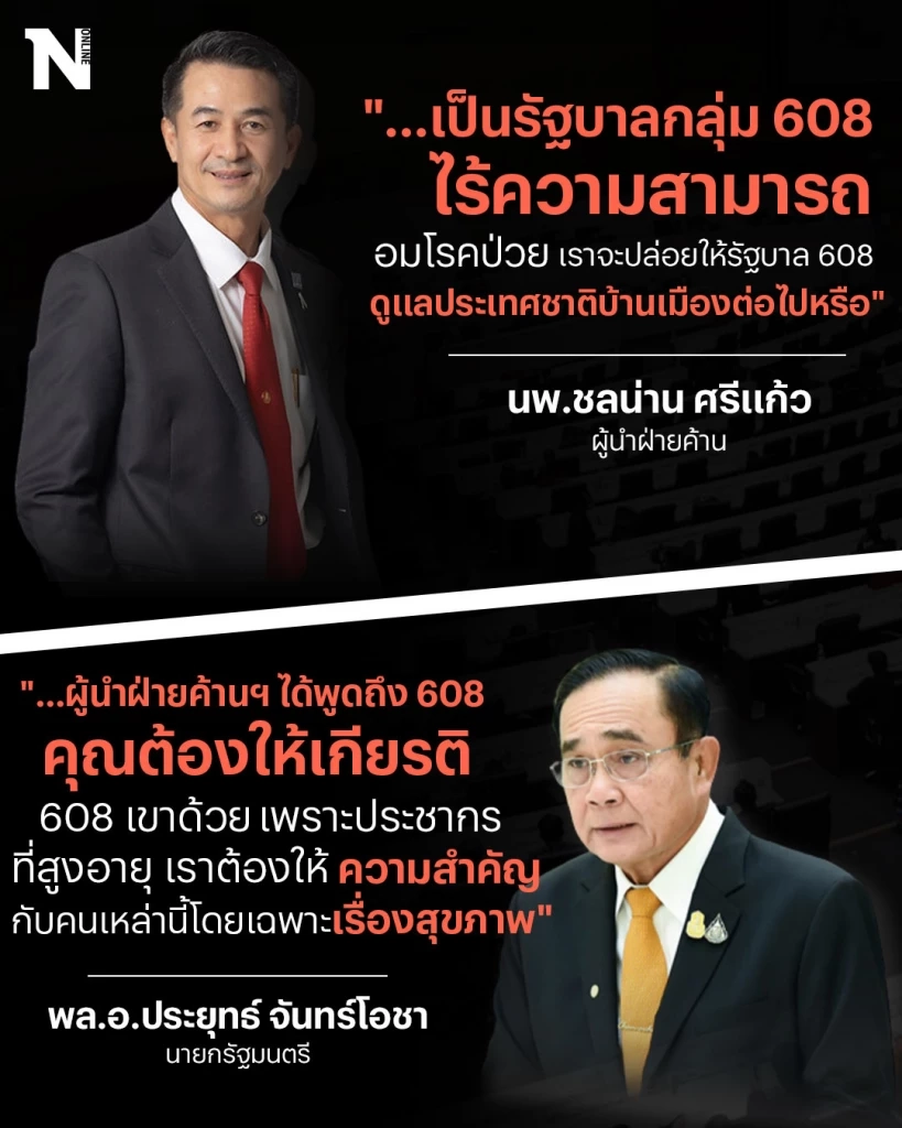 "กลุ่ม 608"สะเทือน ชลน่าน"อภิปรายไม่ไว้วางใจ"เทียบเคียง รัฐบาลลุงตู่อมโรค