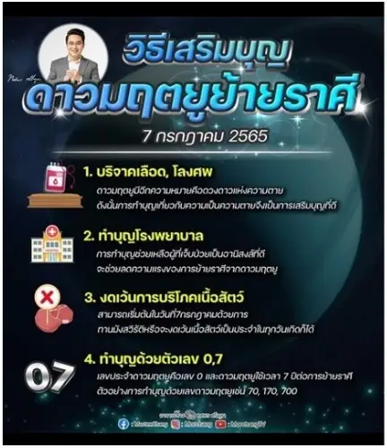 “หมอช้าง” แนะวิธีเสริมบุญ หลัง "ดาวมฤตยูย้าย" วันนี้ 7 เดือน 7 ย้ำ 7 ปีมีครั้ง