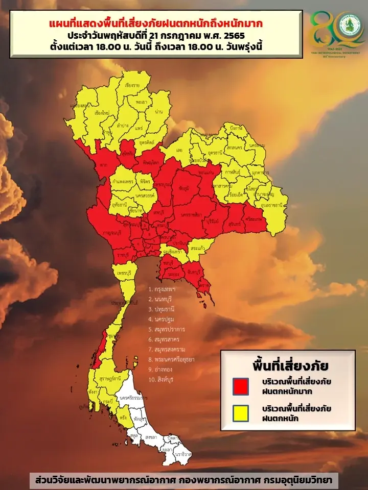 กรมอุตุฯ เปิดพื้นที่ฝนตกหนักถึงหนักมาก "เหนือ-อีสาน-กลาง-ตะวันออก" อ่วม!
