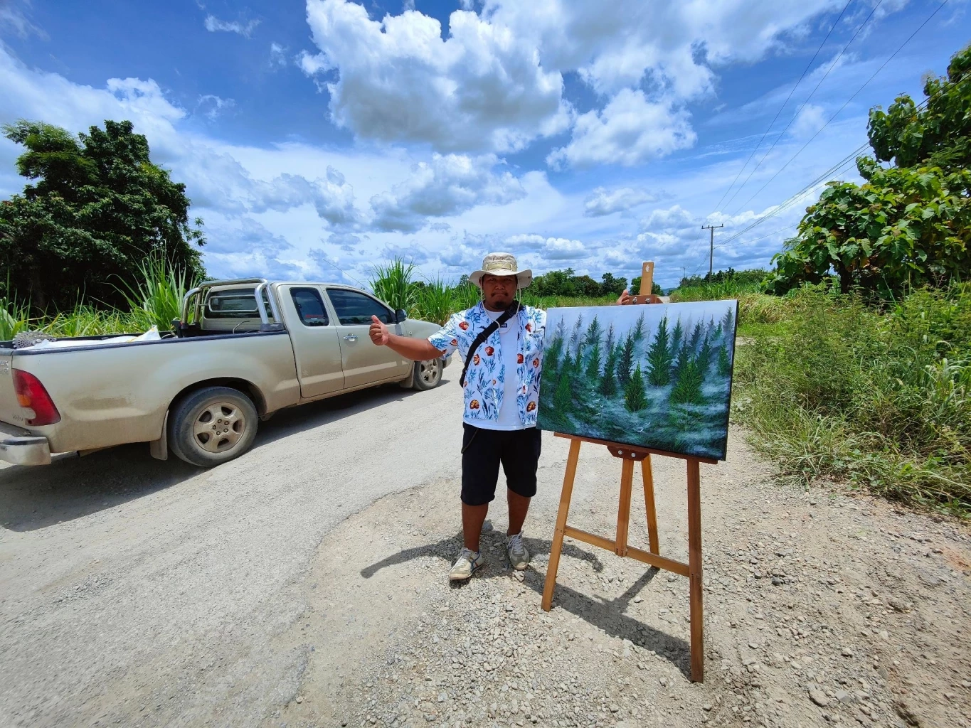 “ศิลปินชาวขอนแก่น”  จัดแกลเลอรี่โชว์งานศิลปะบนผิวถนนที่เต็มไปด้วยหลุมบ่อ