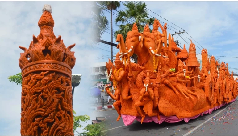 การหล่อเทียนพรรษาและแห่เทียนพรรษาอีกหนึ่งประเพณีในเทศกาลเข้าพรรษา