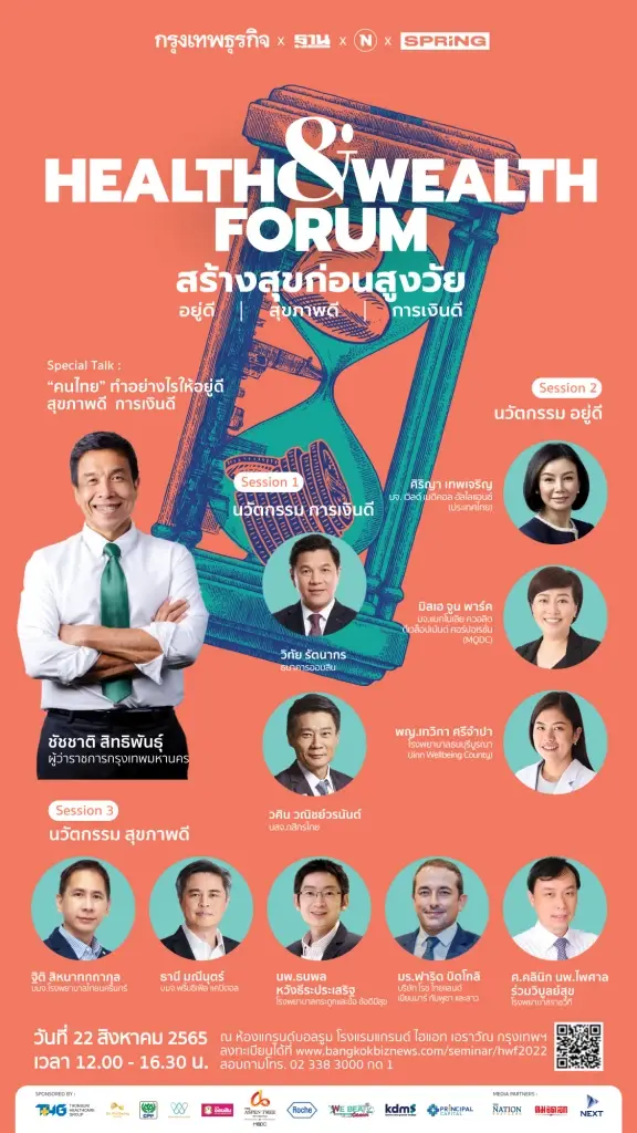 เชิญชวนร่วมงานสัมมนา Health & Wealth Forum : สร้างสุขก่อนสูงวัย อยู่ดี สุขภาพดี การเงินดี