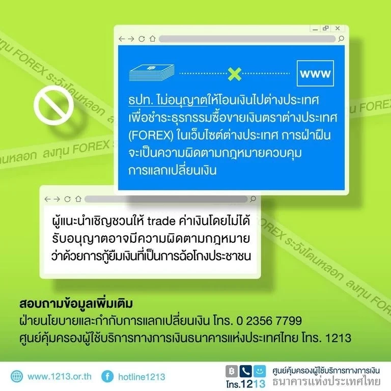 ธปท. เตือนผู้ลงทุน FOREX ระวังโดนหลอกจากบริษัทที่ไม่ได้รับใบอนุญาต