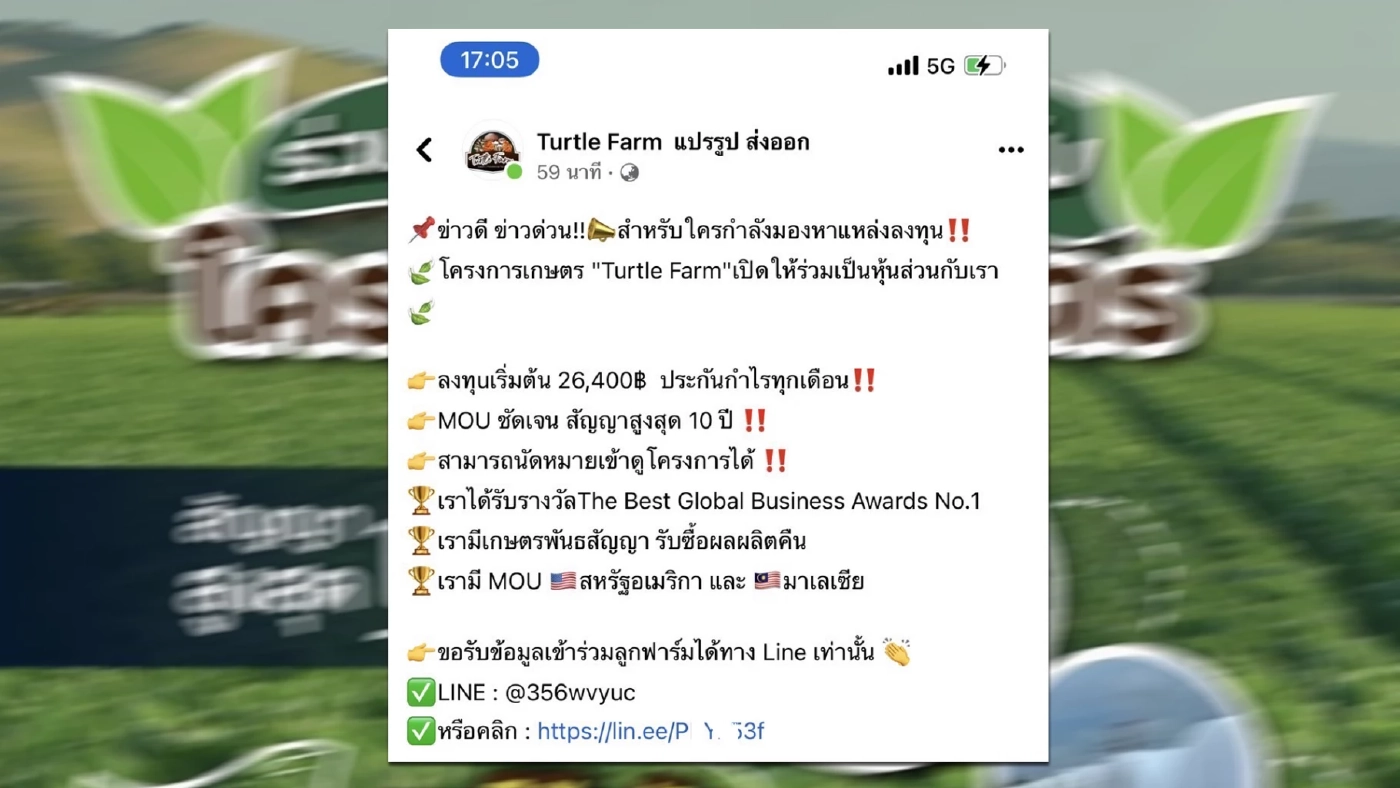 ผู้เสียหาย 60 รายถูกหลอกลงทุน "ฟาร์มเห็ด" เสียหายกว่า 200 ล้าน