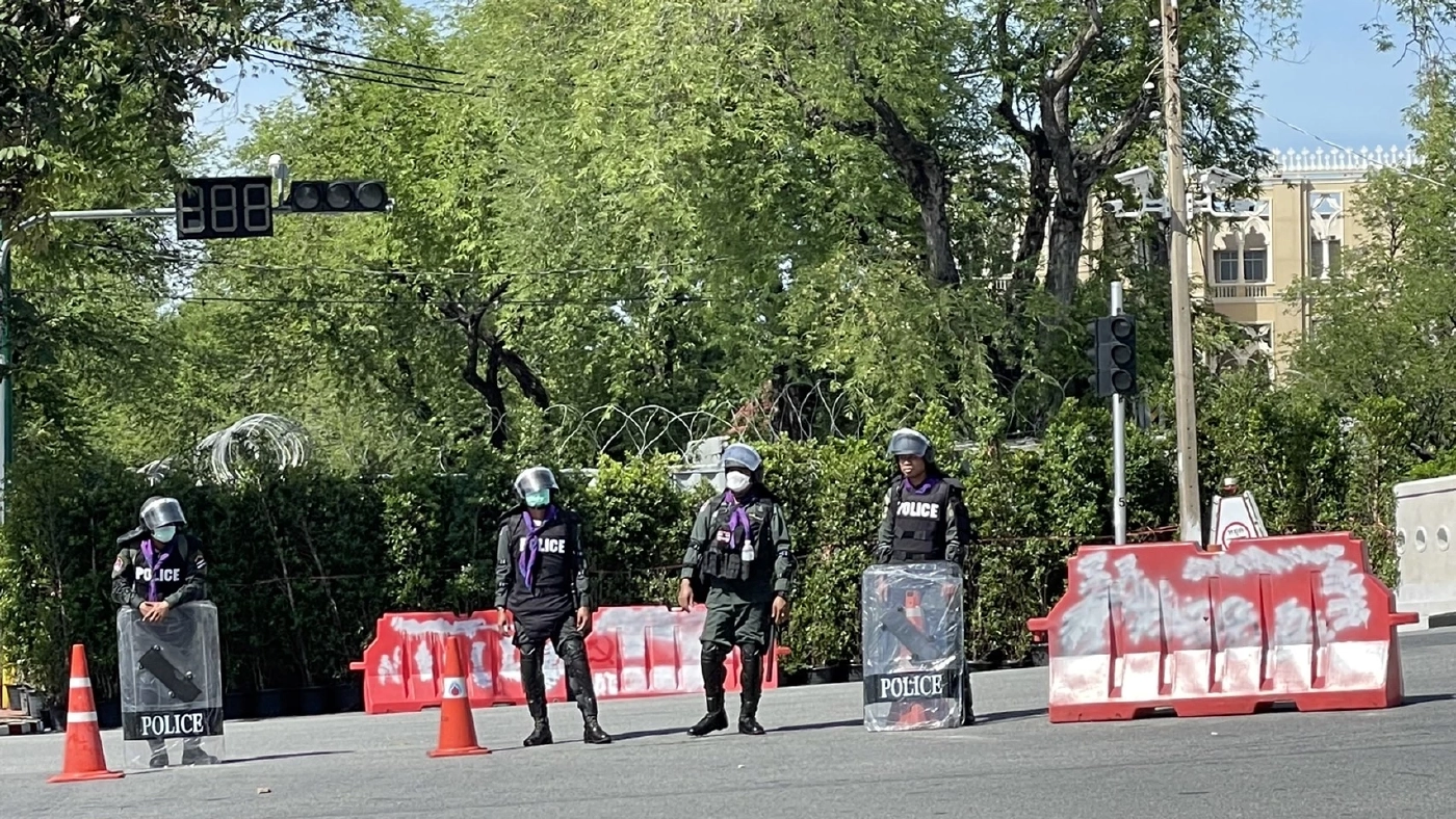 บรรยากาศการชุมนุมบริเวณทำเนียบรัฐบาล