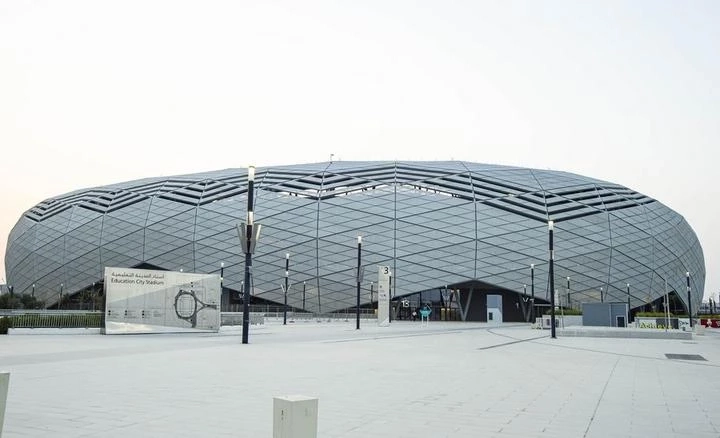พื้นที่ภายนอกสนามกีฬาเอ็ดดูเคชั่น ซิตี้ หนึ่งในสถานที่จัดการแข่งขันฟุตบอลโลกฟีฟ่า เวิลด์คัพ 2022 ในกรุงโดฮาของกาตาร์ วันที่ 7 ส.ค. 2022
