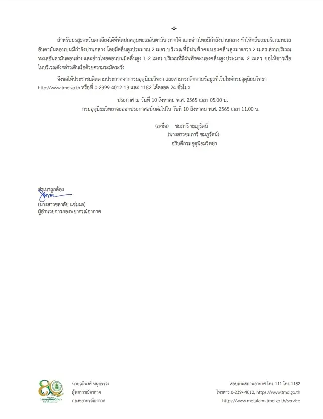 กรมอุตุฯ ประกาศฉ.4 วันนี้ 18 จว.เตรียมรับ "พายุโซนร้อน มู่หลาน"