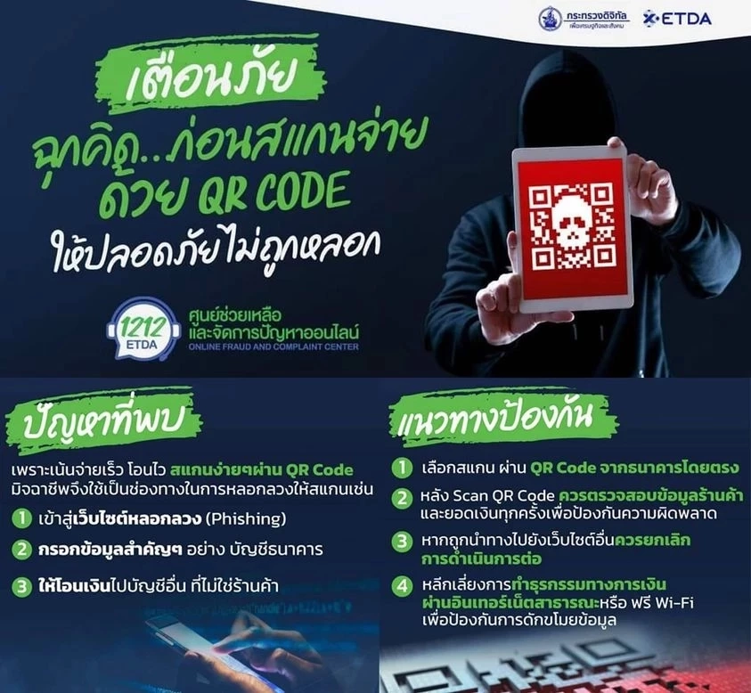 เตือนภัย! สแกน QR CODE จ่ายเงินต้องระวัง แนะ 4 วิธีป้องกันง่าย ๆ