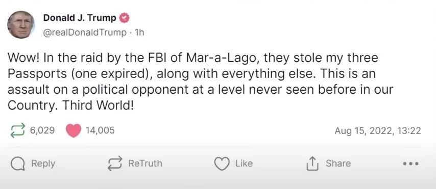 "โดนัลด์ ทรัมป์" อ้างถูกยึดพาสปอร์ต 3 เล่ม