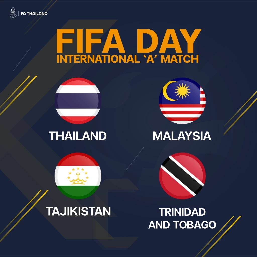 ไทย-มาเลเซีย-ทาจิกิสถาน-ตรินิแดดฯ ร่วมบู๊ "คิงส์คัพ" ก.ย. นี้
