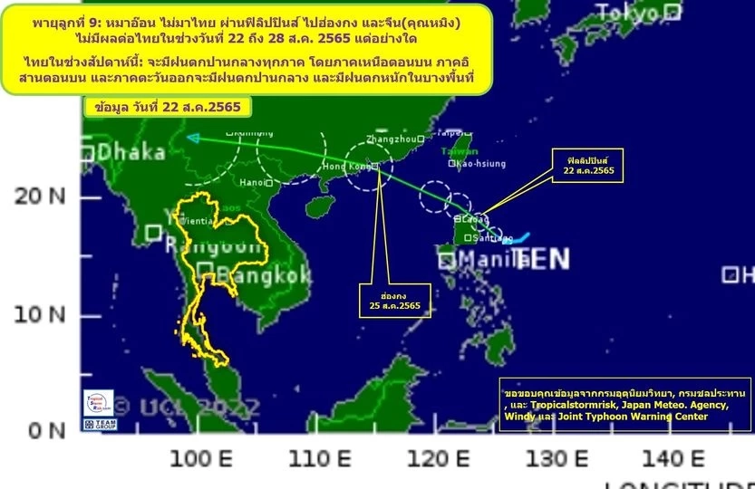 ทีมกรุ๊ป เปิดข้อมูลพายุลูกที่ 9 และ 10 มุ่งหน้าฮ่องกง จีน ญี่ปุ่น ยัน ไม่มีผลกระทบต่อไทย
