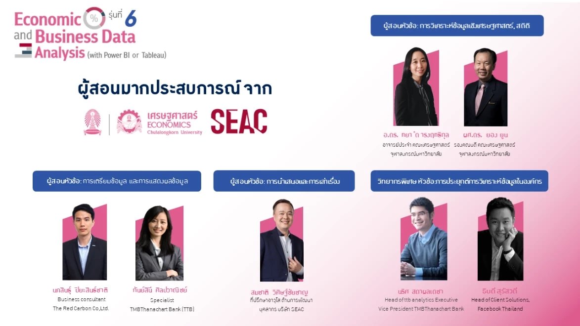 SEAC จับมือ คณะเศรษฐศาสตร์ จุฬาฯ เดินหน้าเปิดหลักสูตร Data Skill (with Power BI or Tableau) รุ่นที่ 6 สำหรับองค์กรและบุคคลทั่วไป