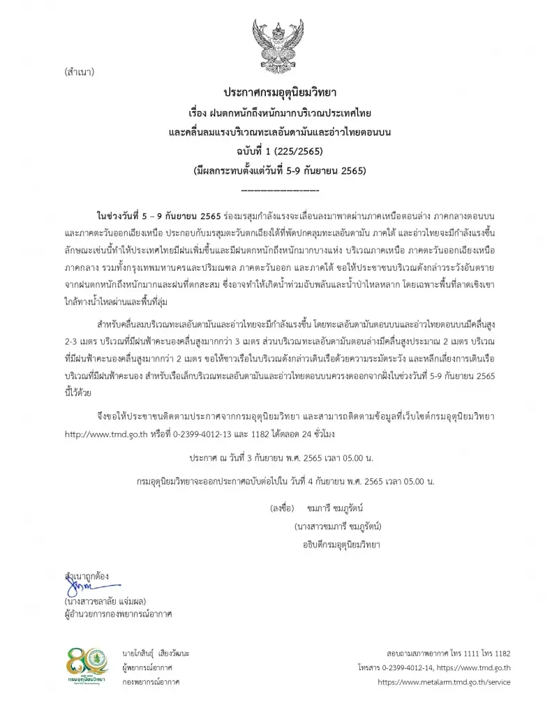 ประกาศด่วน! มรสุมกำลังแรง กรมอุตุเตือนรับมือ ฝนตกหนักถึงหนักมาก 5-9 ก.ย.นี้