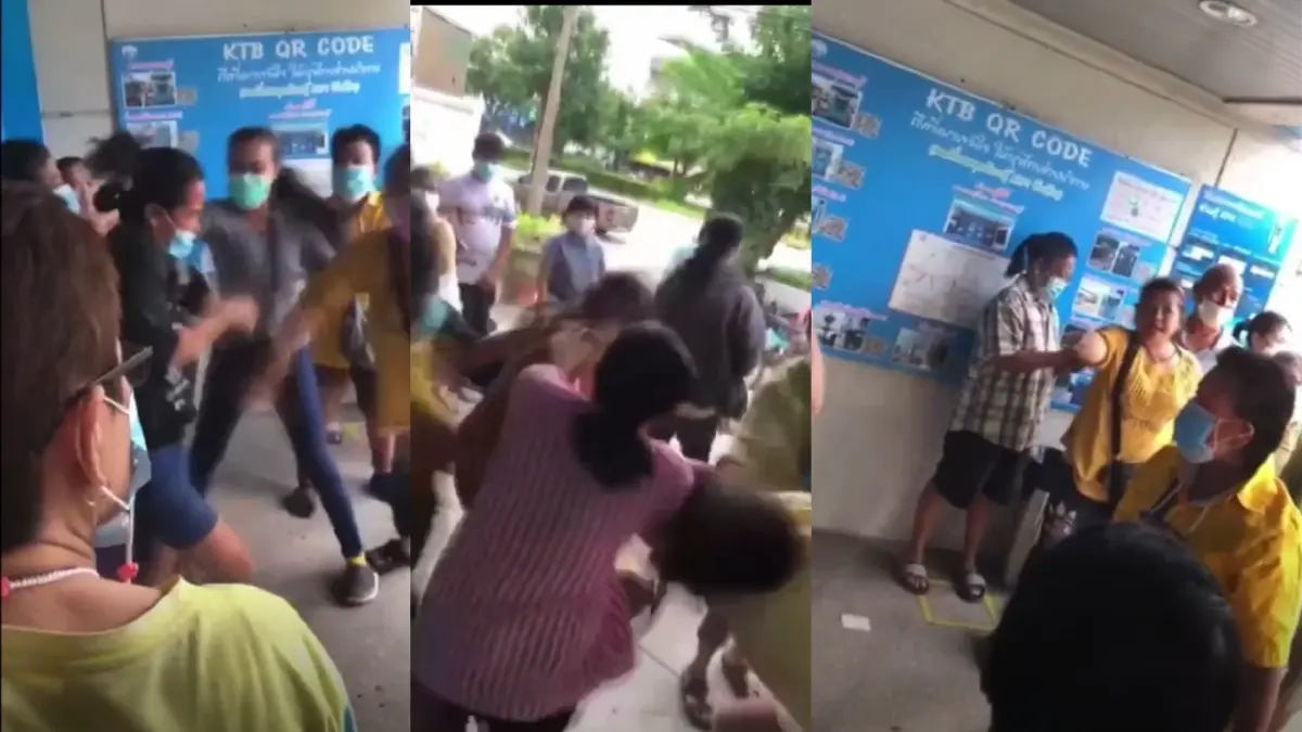 เหตุชุลมุนผู้ค้าสลากฯ ตบตีกันเพื่อแย่งจองคิวกดจองสลากฯ