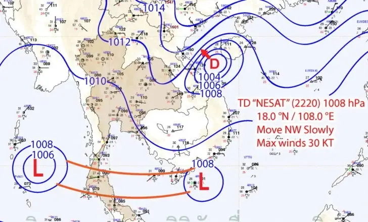 กรมอุตุนิยม ประกาศ ฉ.13 พายุเนสาท อ่อนกำลังลงเป็นพายุดีเปรสชันแล้ว