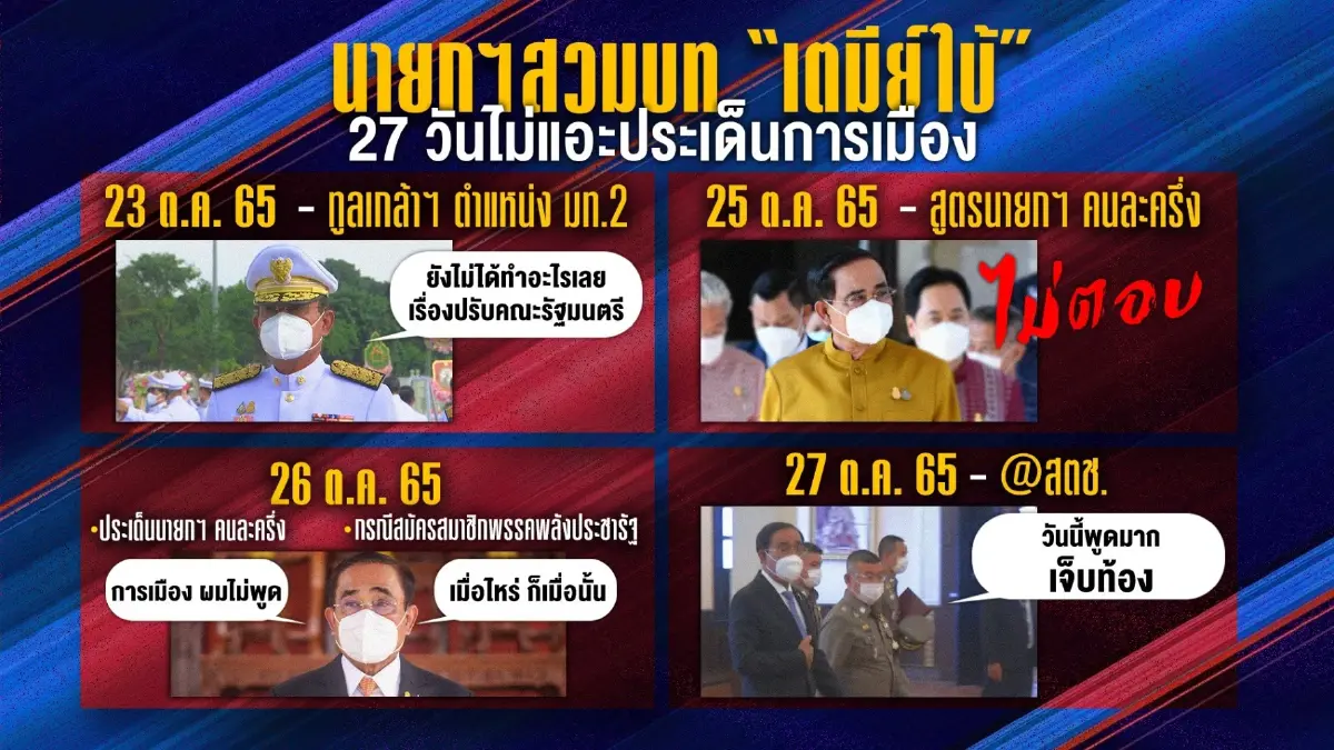 รวม 27 วันเดือนต.ค.นายกฯสวมบท"เตมีย์ ใบ้"ทางการเมือง