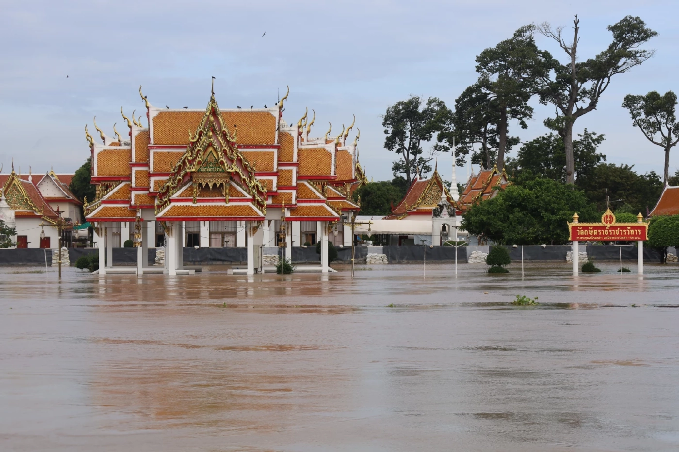แม่น้ำเจ้าพระยาสูงขึ้นไม่หยุด วัดไชยวัฒนาราม เร่งเสริมกำแพงกันน้ำท่วม