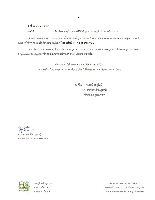 กรมอุตุประกาศฉบับที่ 2 อากาศแปรปรวน ฝนหนักกับมีลมกระโชกแรง