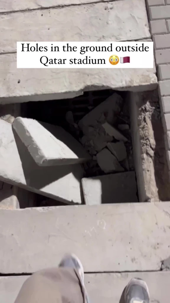 แฟนบอล ถ่ายคลิปหลุมยุบตัว นอกสนามฟุตบอลโลกในกาตาร์