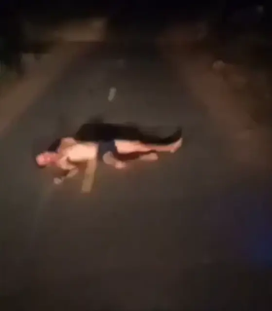 อย่าหาทำ หนุ่มเมาทะเลาะเมีย หวังจบชีวิตวิ่งมานอนให้รถเหยียบ (มีคลิป)