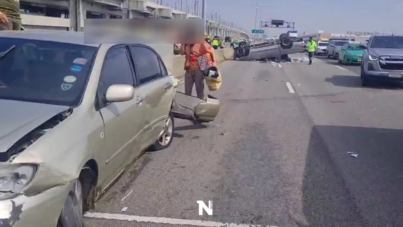 ระทึก หนุ่มขับ"แลมโบกินี" พุ่งชนรถคู่กรณี-เสาไฟขาด เจ็บ 5 ราย (มีคลิป)