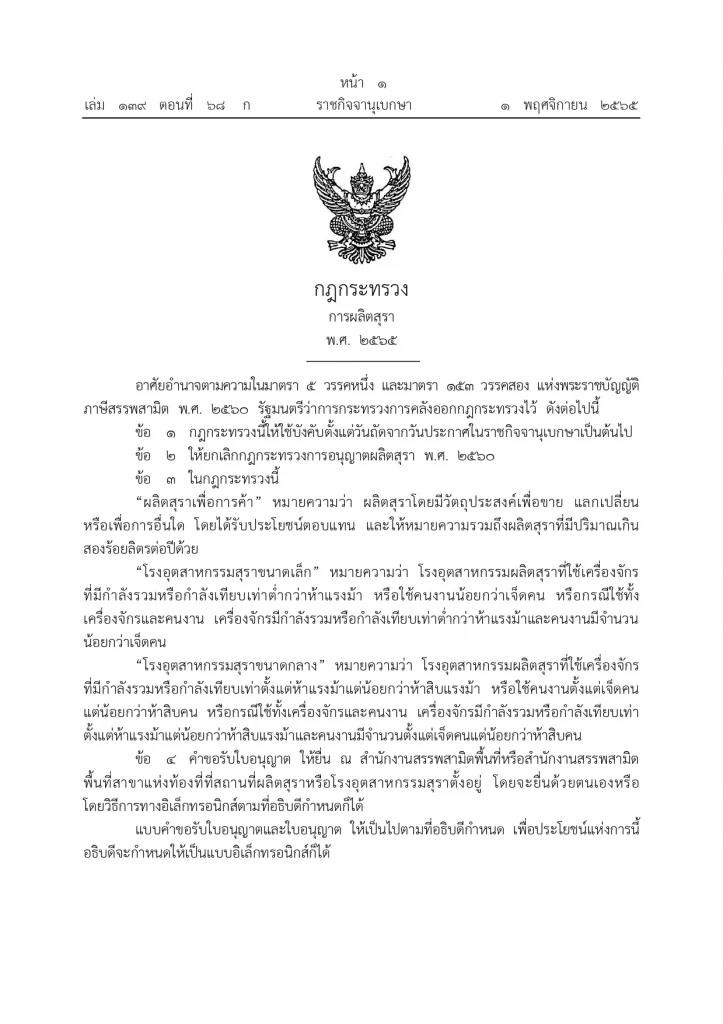 สรุปจบที่นี่ "การผลิตสุรา" ตามกฎกระทรวงล่าสุด เสรีแค่ไหน มีเงื่อนไขอย่างไร?
