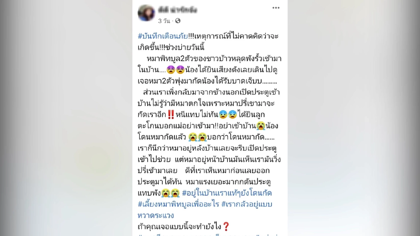 ผวา! สุนัขพิตบูล 2 ตัว หลุดมุดรั้วเข้าไปรุมขย้ำหนุ่ม 17 ปีถึงในบ้าน (คลิป)