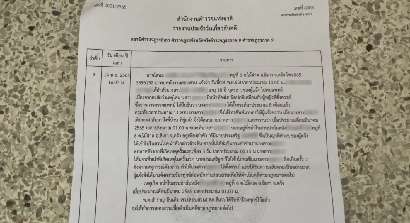 แจ้งความร้องทุกข์ถูกญาติข่มขืน