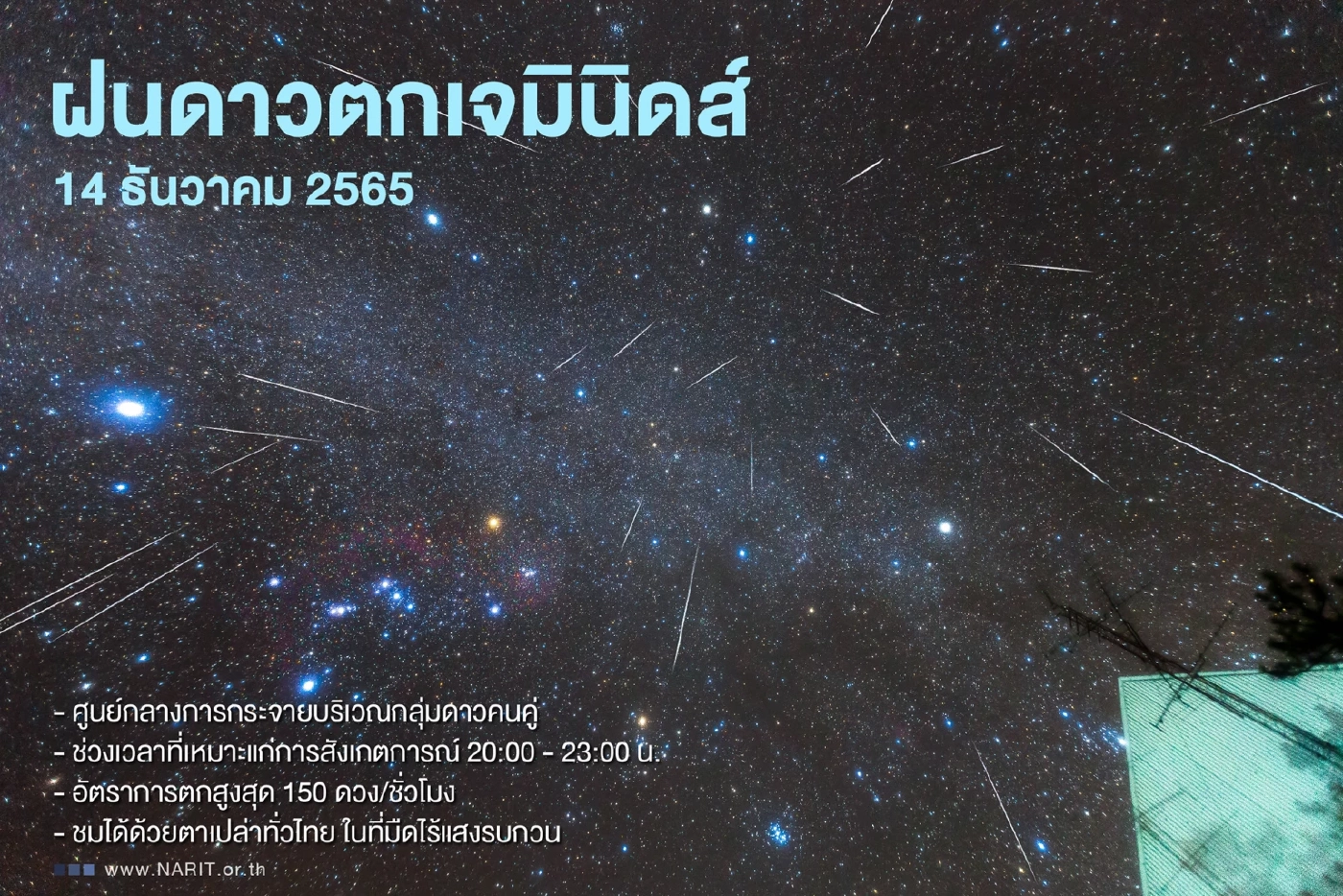 ห้ามพลาด ปรากฏการณ์ “ฝนดาวตกเจมินิดส์” รอชมคืนวันที่ 14 ธ.ค. นี้
