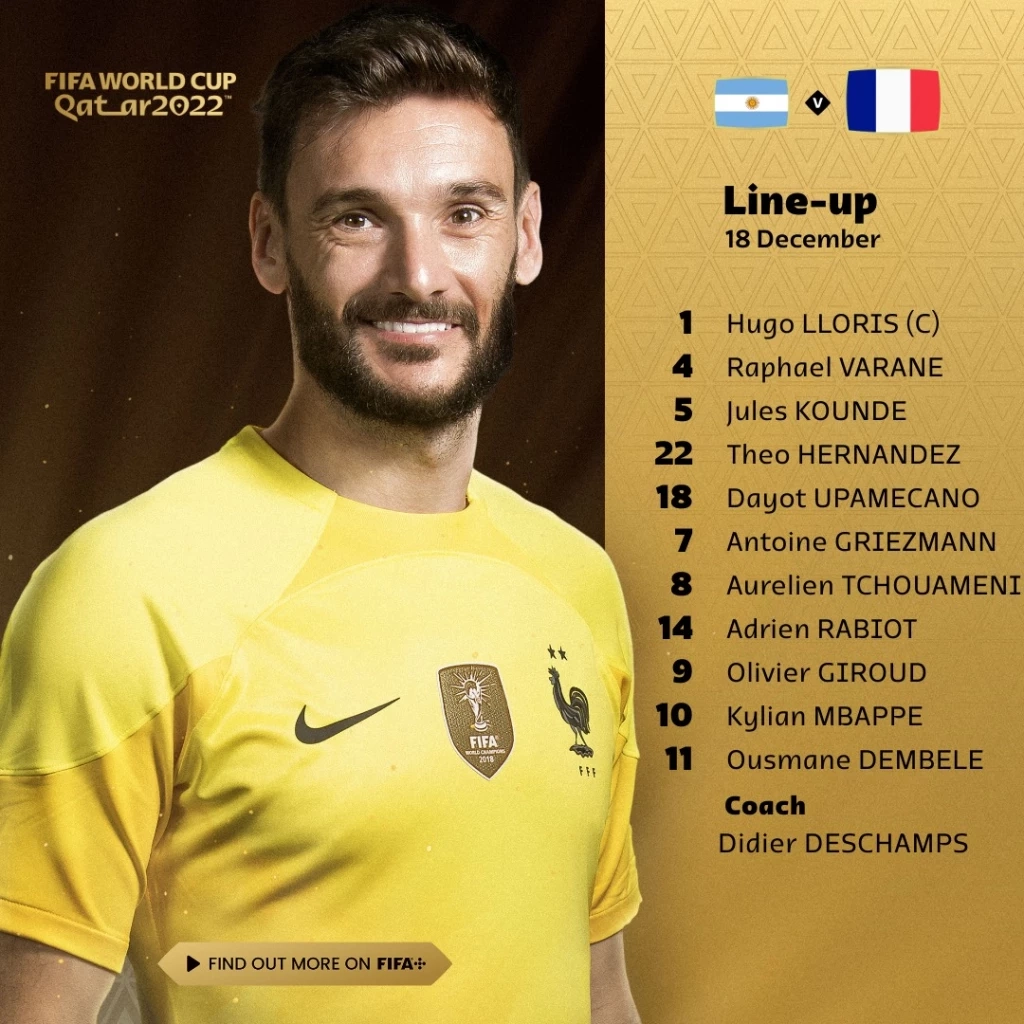 ประกาศแล้ว! 11 ตัวจริง "อาร์เจนฯ vs ฝรั่งเศส" นัดชิงบอลโลกคืนนี้