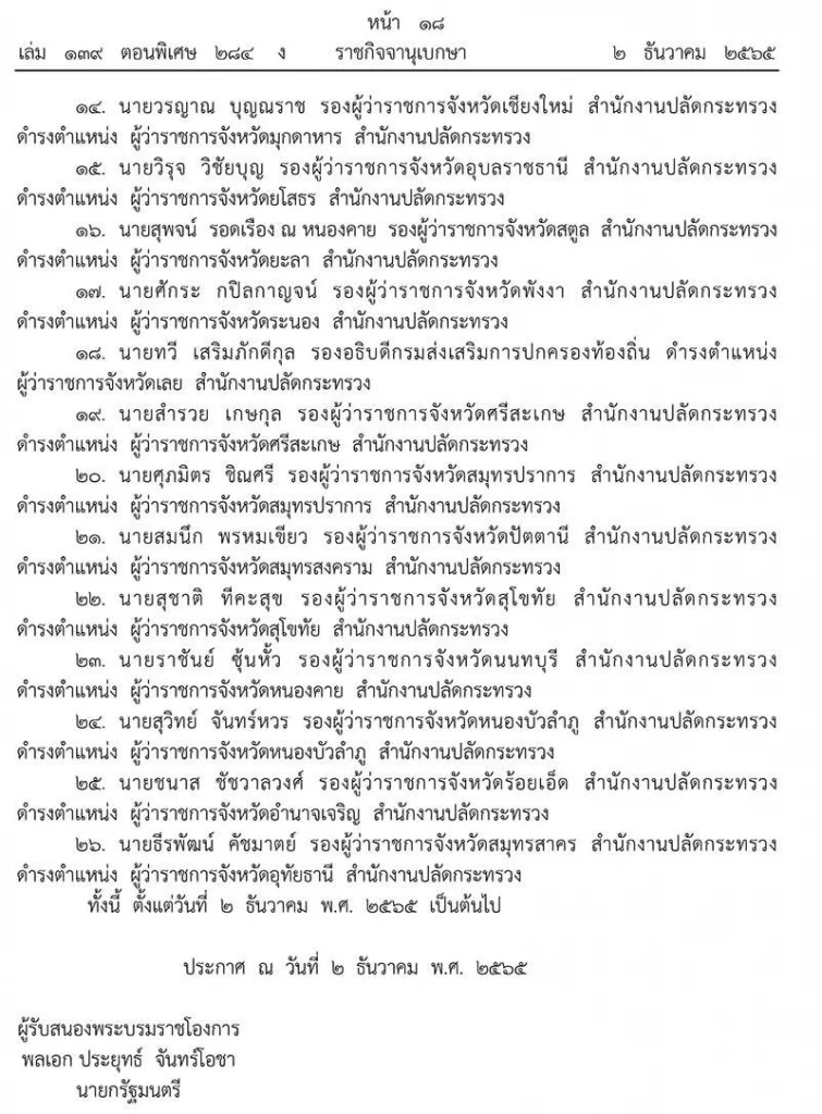 โปรดเกล้าฯแต่งตั้ง 'ผู้ว่าราชการจังหวัด' 26 จังหวัด เช็กรายละเอียดตรงนี้ 