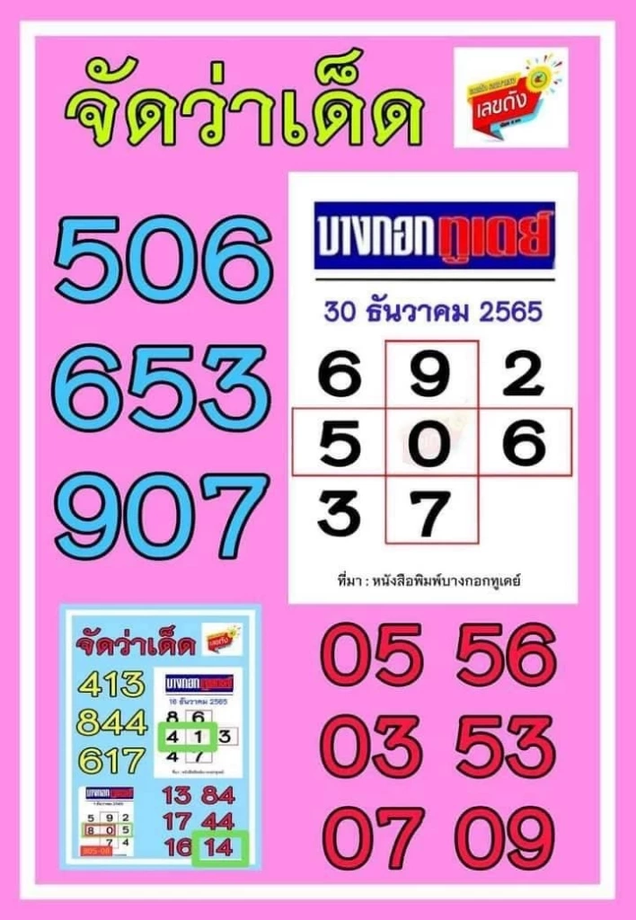 รวมเลขเด็ดเลขดัง งวด 30/12/65 แม่น้ำหนึ่ง เลขปฏิทินจีน จัดให้ทุกสำนักดัง