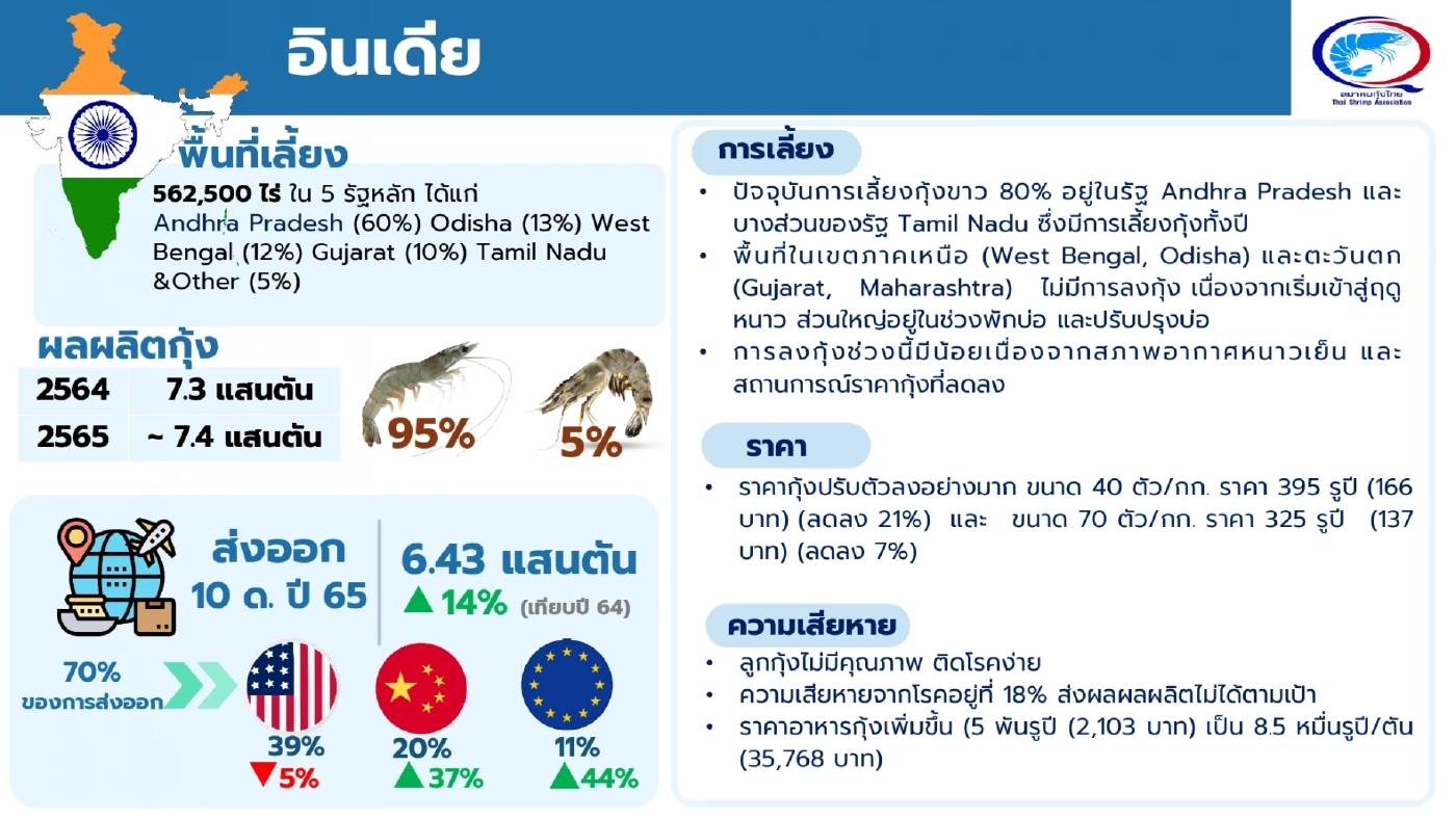 สมาคมกุ้งไทยตั้งเป้าปีหน้ายอดส่งออก 300,000 ตัน