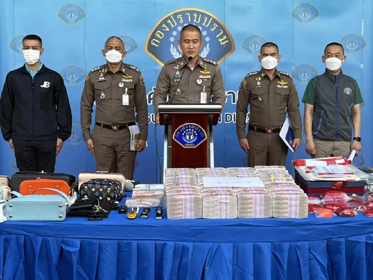กองปราบแถลงจับเว็บพนันออนไลน์หมื่นล้านไฮโซอั้ม สามี แยม ธมลพรรณ์ 