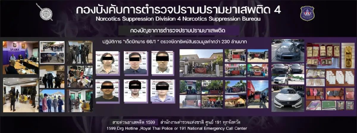 ปฏิบัติการ เด็ดปีกมาร รวบ 6 ตัวการเครือข่ายยาเสพติด ยึดทรัพย์ 230 ล้าน