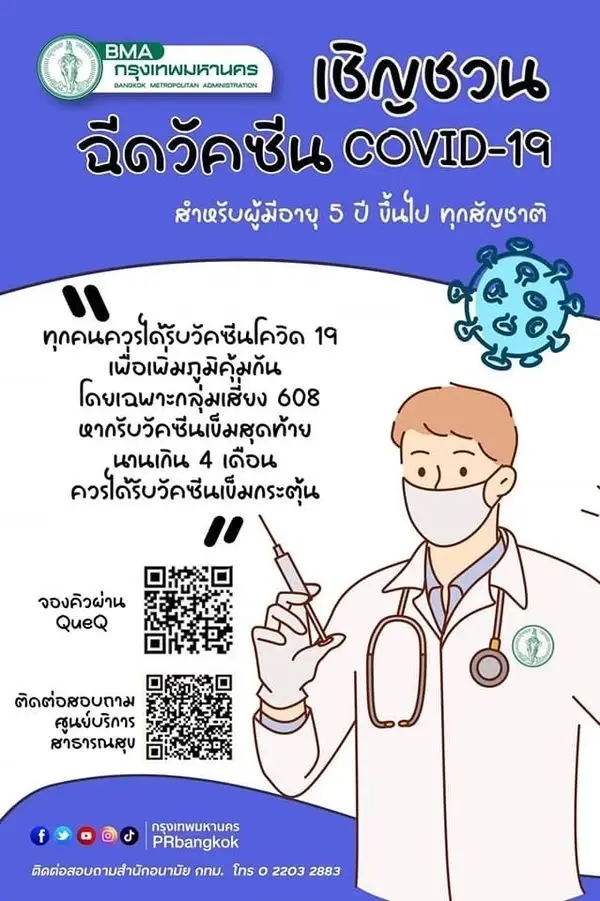 เปิดจุดฉีดวัคซีนโควิด-19 ฟรี ทุกเข็ม ทุกสัญชาติ เช็กได้ที่นี่