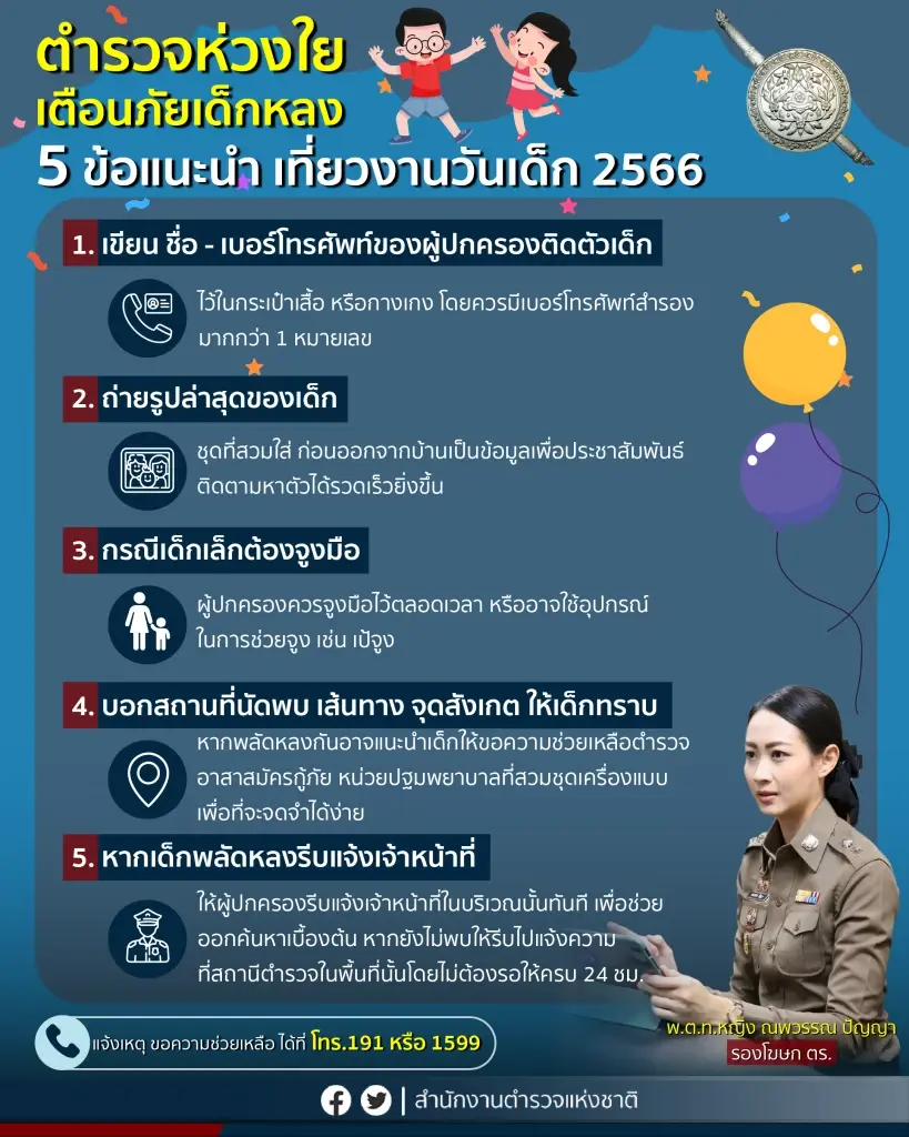 ตร.แนะนำ 5 ข้อก่อนพาบุตรหลานเที่ยววันเด็ก