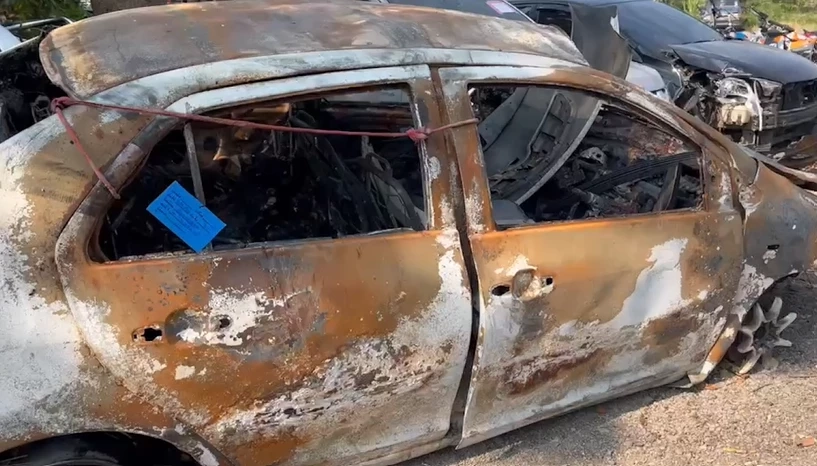 สภาพรถยนต์ของ "แตงไทย ท่าวุ้ง" 