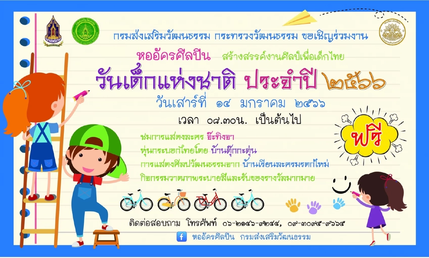 วธ.เผยโพลเด็กไทย ปี 66 ร้อยละ 63.97 รู้คำขวัญวันเด็ก