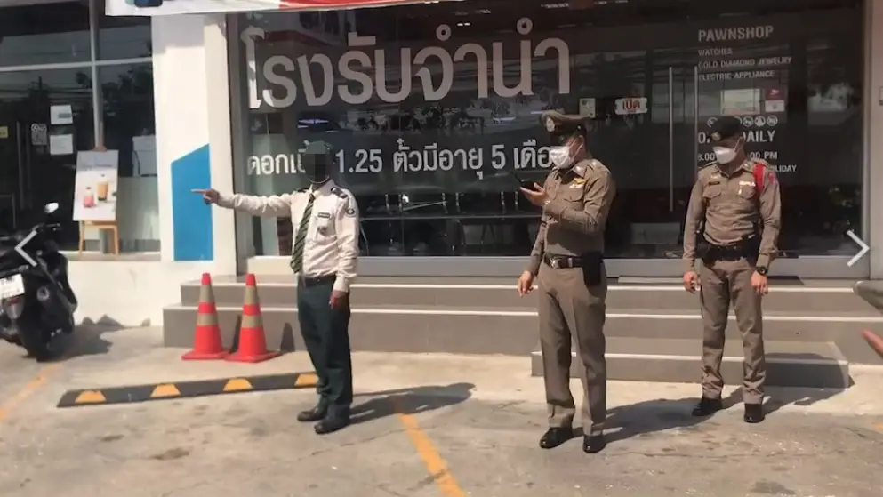 อุกอาจ! โจรใช้ปืนจี้หลัง รปภ. พยามบุกชิงทรัพย์ โรงรับจำนำย่านพระราม 2