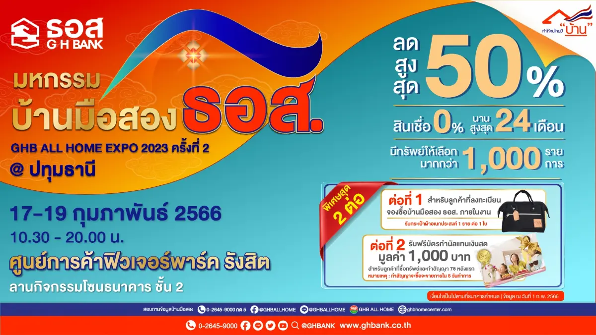 ธอส. จัดประมูล "บ้านมือ2" กว่า1,200 รายการ ลดสูงสุด 50%