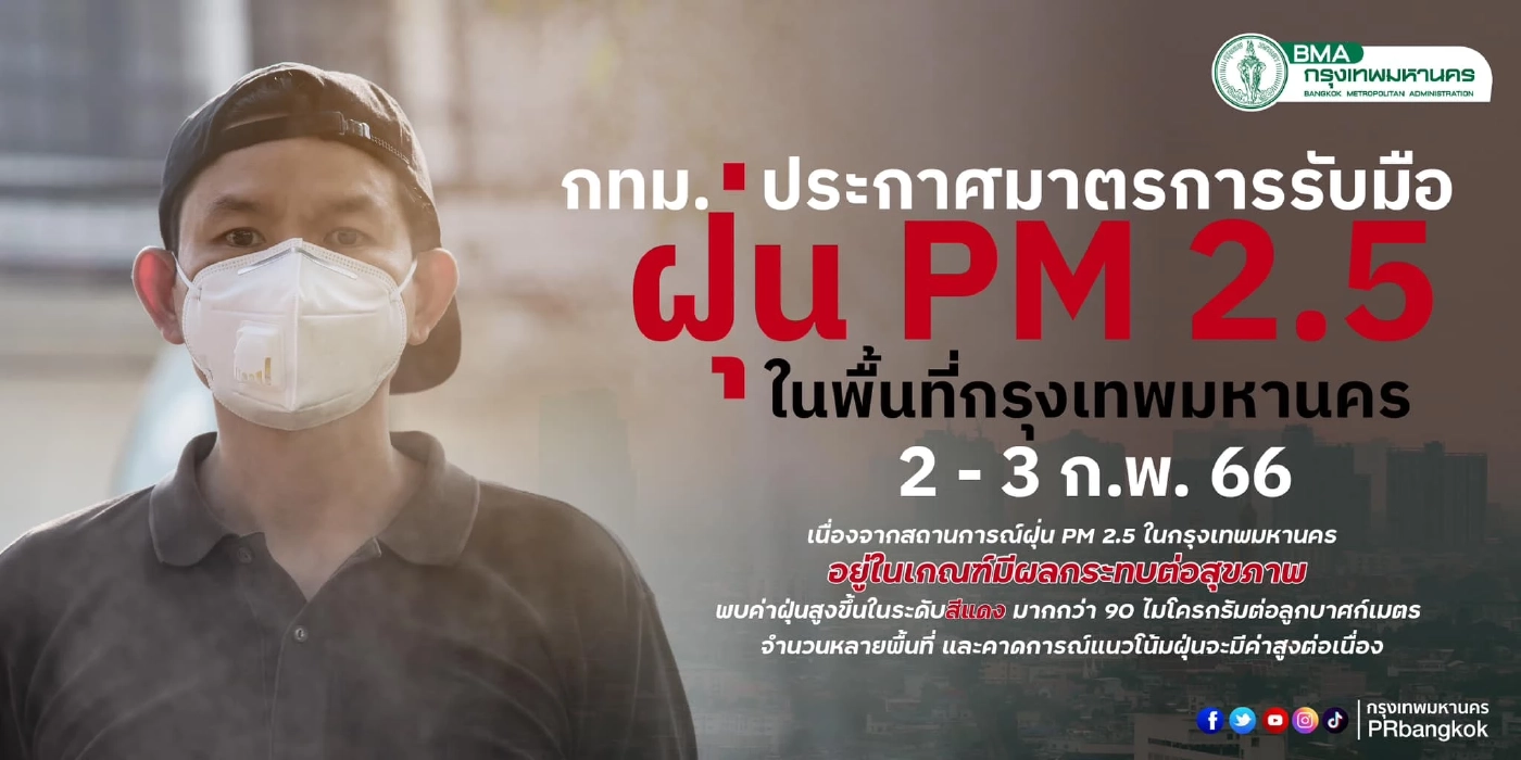 กรุงเทพอ่วมหนัก มลพิษฟุ้ง "PM2.5"ส่งผลกระทบต่อสุขภาพ 70 พื้นที่