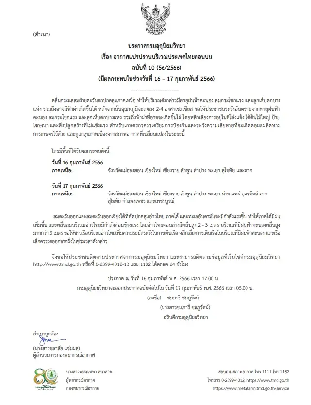 เตือน รับมืออากาศแปรปรวน ไทยตอนบน ลมกระโชกแรง มีลูกเห็บตกบางแห่ง  