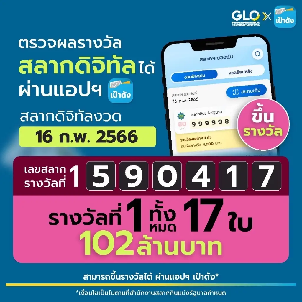 "หวยเป๋าตัง" แตก 102 ล้าน เกิดเศรษฐีใหม่ 9 คน