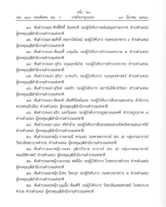พระบรมราชโองการ โปรดเกล้าฯ แต่งตั้ง"ข้าราชการตำรวจ"ตำแหน่งต่าง ๆ 58 ราย