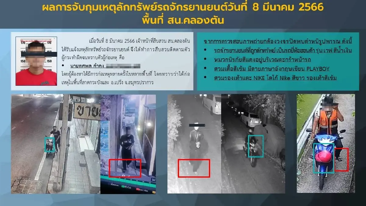 รวบโจรตระเวนลัก จยย.ตามแมนชั่นขายต่อวินจยย. ประวัติโชกโชน