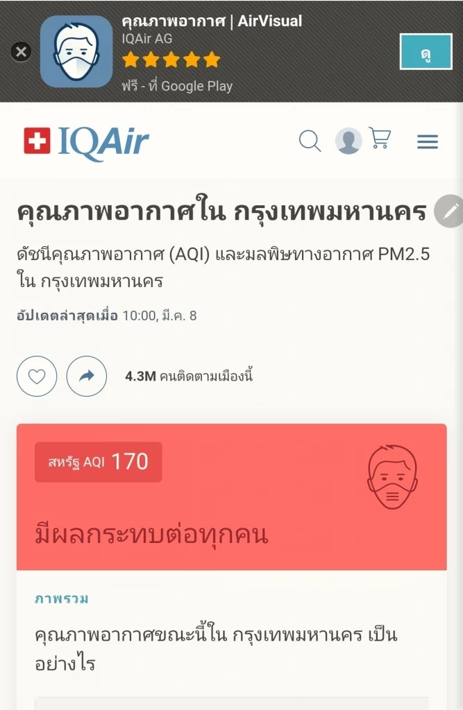 "นกตะขาบดง" บินผ่าน กทม. เจอฝุ่นพิษ PM 2.5 ปอดอักเสบ วูบตกจากท้องฟ้า