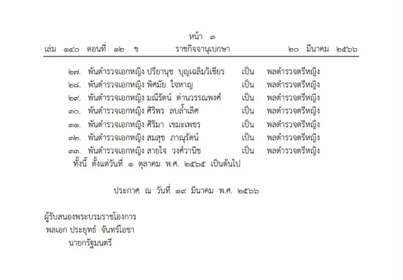 "ราชกิจจาฯ" โปรดเกล้าฯ"พระราชทานยศตำรวจชั้นนายพล"เป็นกรณีพิเศษ  33 ราย
